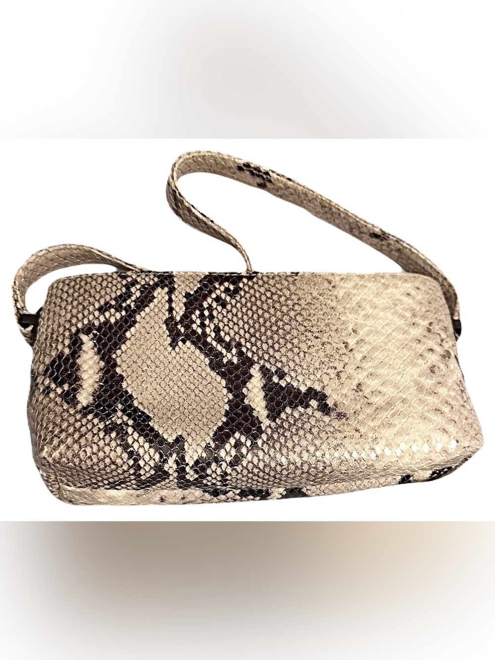 Anne Klein Beige and Black Snake faux leather Shoulder Bag